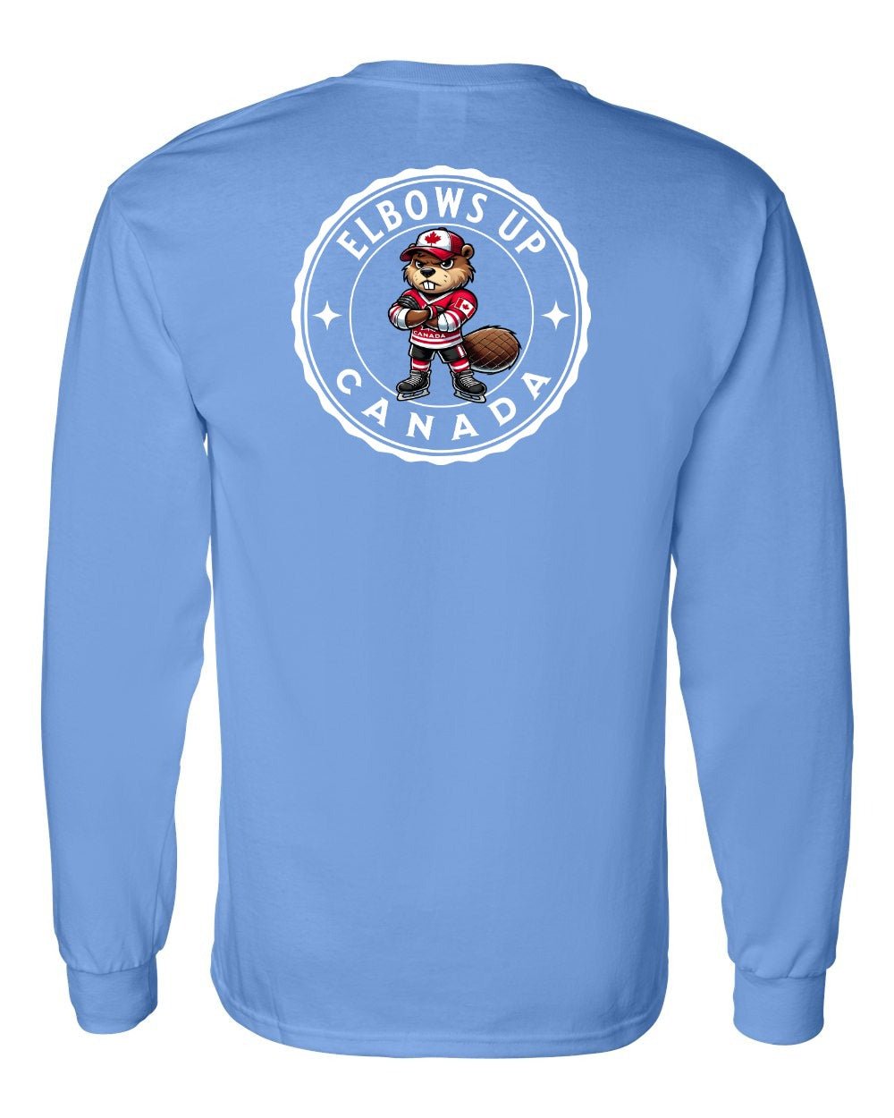 Elbows up Beaver Left Chest and Back Long Sleeve - Gildan Canada (sewn Internationally)