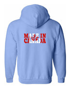 Made in Canada Flag Background Left Chest and Back Zip Hoodie - Unisex
