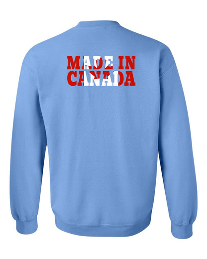 Made in Canada Flag Background Left Chest and Back Crewneck - Gildan Canada (sewn Internationally)