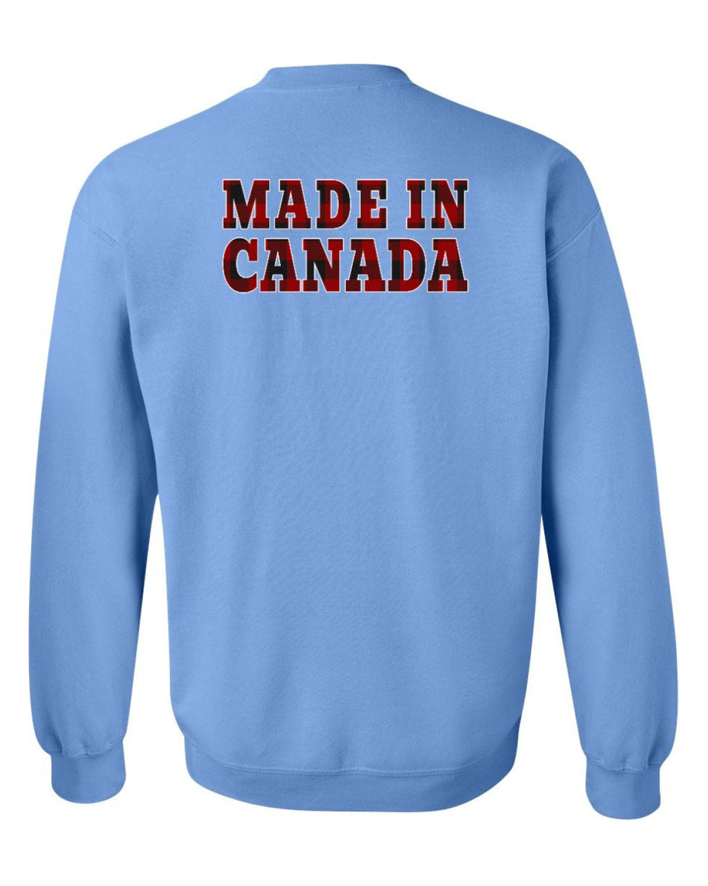 Made in Canada Plaid Background Left Chest and Back Crewneck - Unisex