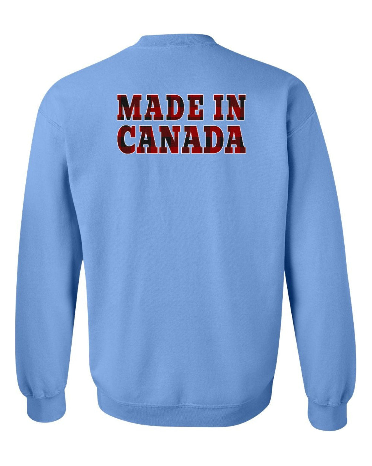 Made in Canada Plaid Background Left Chest and Back Crewneck - Unisex
