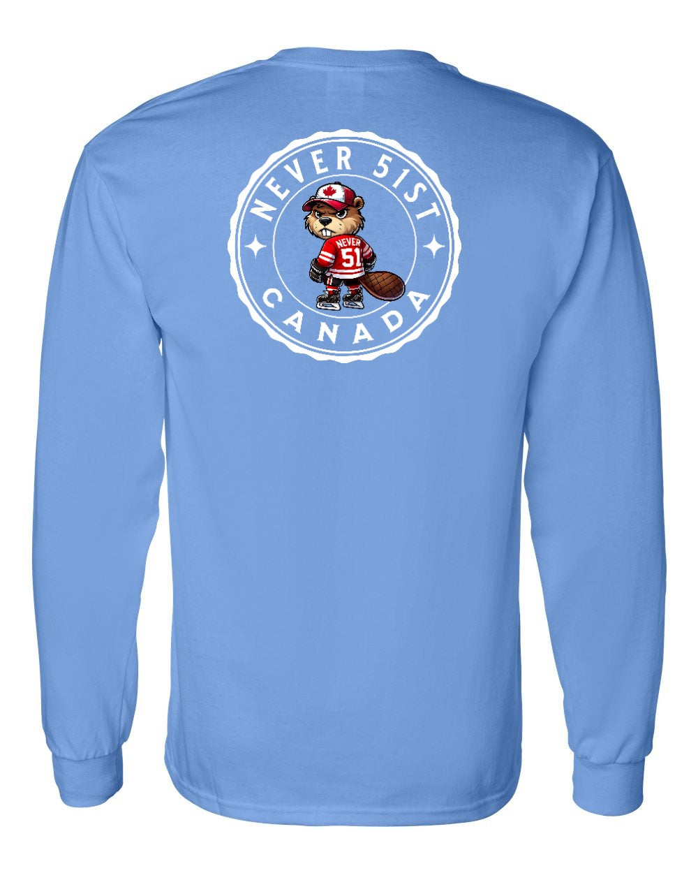 Never 51st Beaver Left Chest and Back Long Sleeve - Gildan Canada (sewn Internationally)