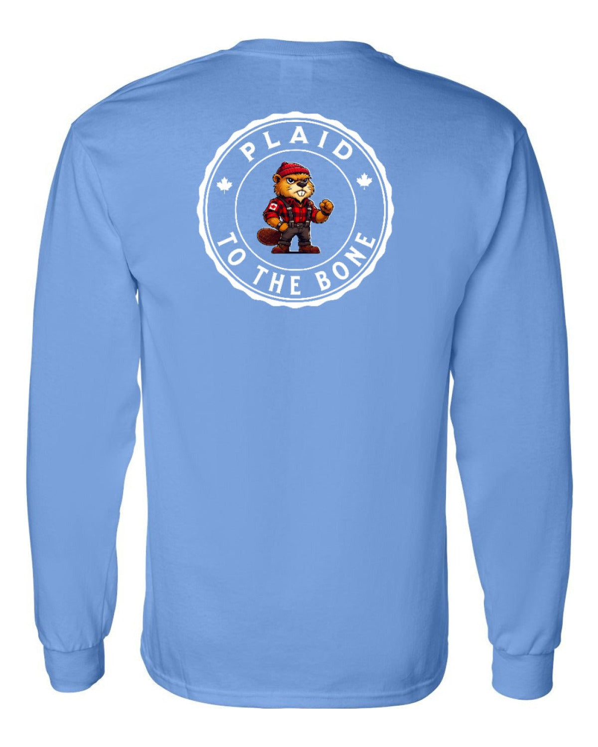 Plaid to the Bone Beaver Left Chest and Back Long Sleeve - Unisex