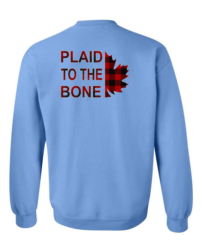 Plaid to the Bone Stacked Leaf Left Chest and Back Crewneck - Gildan Canada (sewn Internationally)