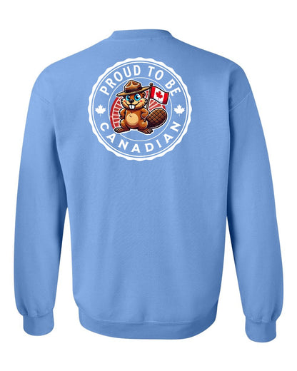 Proud to be Canadian Beaver Left Chest and Back Crewneck - Gildan Canada (sewn Internationally)