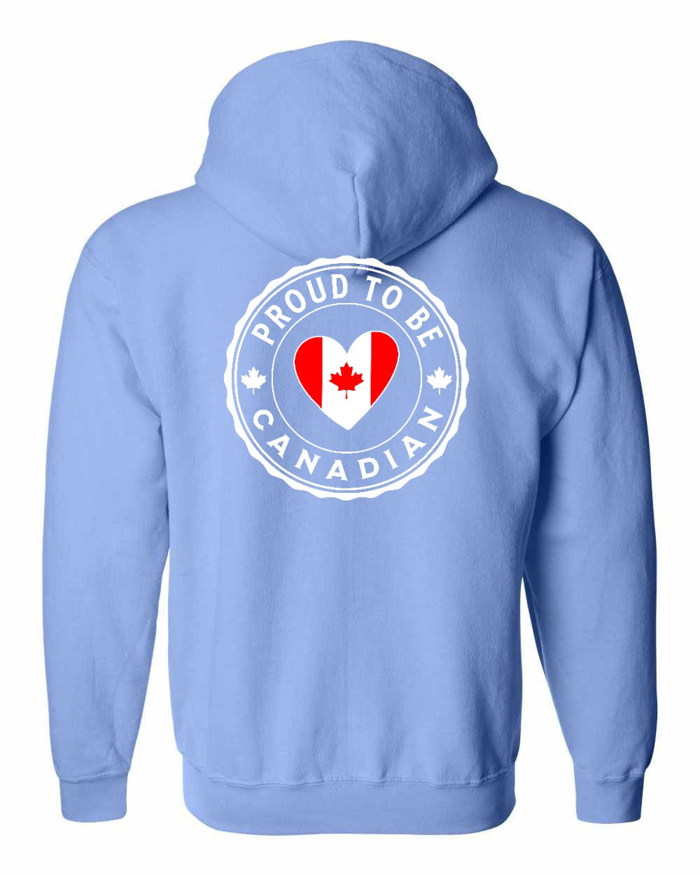 Proud to be Canadian Heart Flag Left Chest and Back Zip Hoodie - Gildan Canada (sewn Internationally)