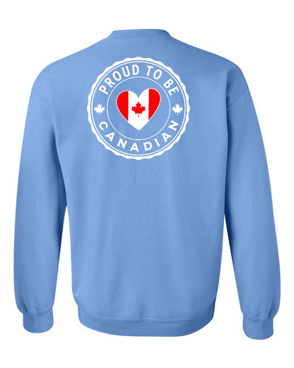 Proud to be Canadian Heart Flag Left Chest and Back Crewneck - Gildan Canada (sewn Internationally)