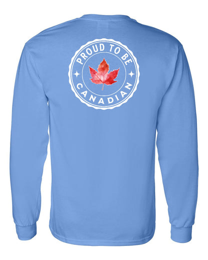 Proud to be Canadian Leaf Left Chest and Back Long Sleeve - Gildan Canada (sewn Internationally)
