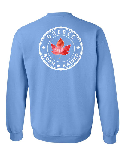 Born and Raised Quebec Left Chest and Back Crewneck - Gildan Canada (sewn Internationally)