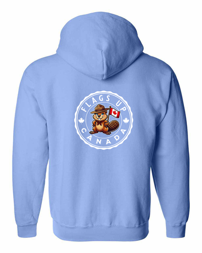 Flags Up Female Beaver Left Chest And Back Zip Hoodie