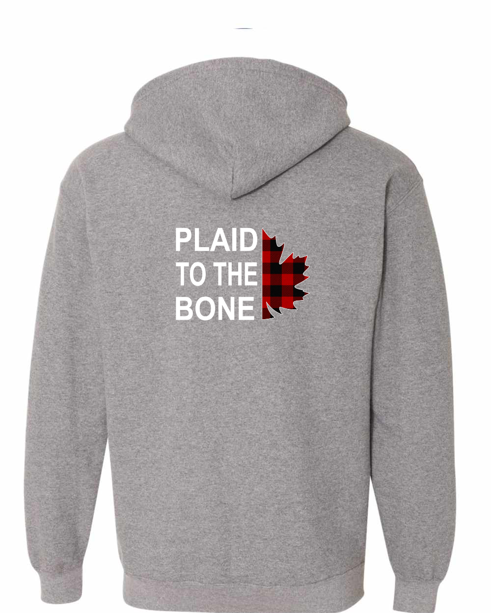 Plaid to the Bone Stacked Leaf Left Chest and Back Zip Hoodie