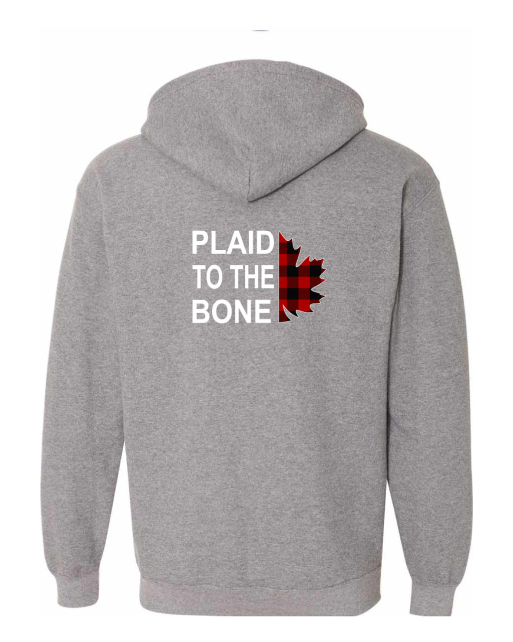 Plaid to the Bone Stacked Leaf Left Chest and Back Zip Hoodie - Unisex