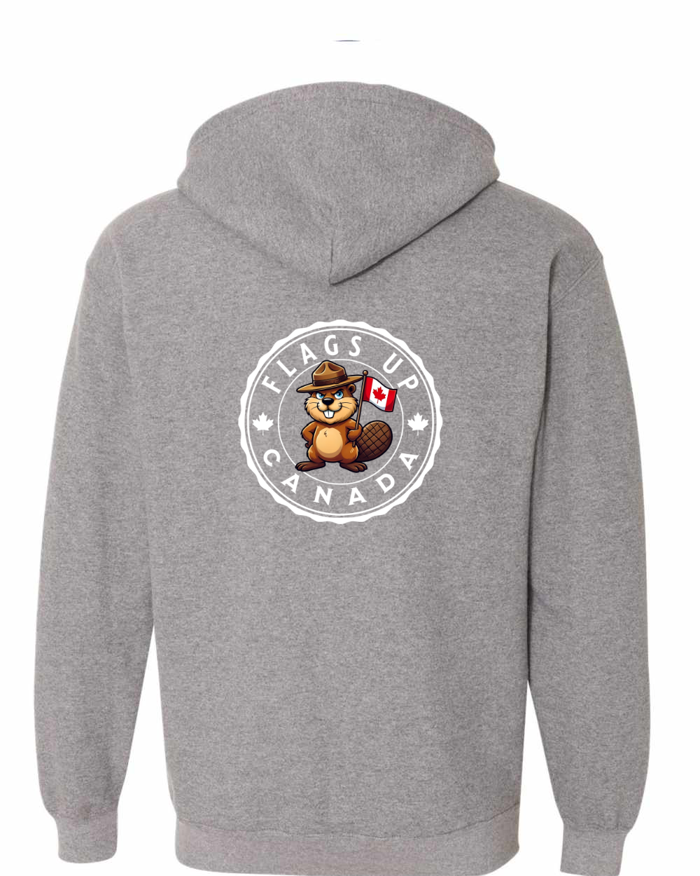 Flags Up Male Beaver Left Chest And Back Zip Hoodie