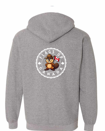 Flags Up Male Beaver Left Chest And Back Zip Hoodie