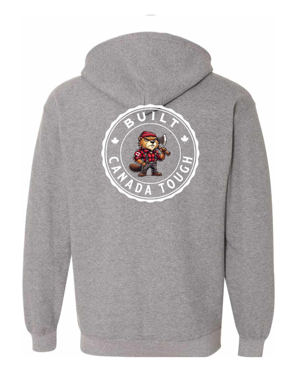 Built Canada Tough Male Beaver Left Chest and Back Zip Hoodie - Unisex