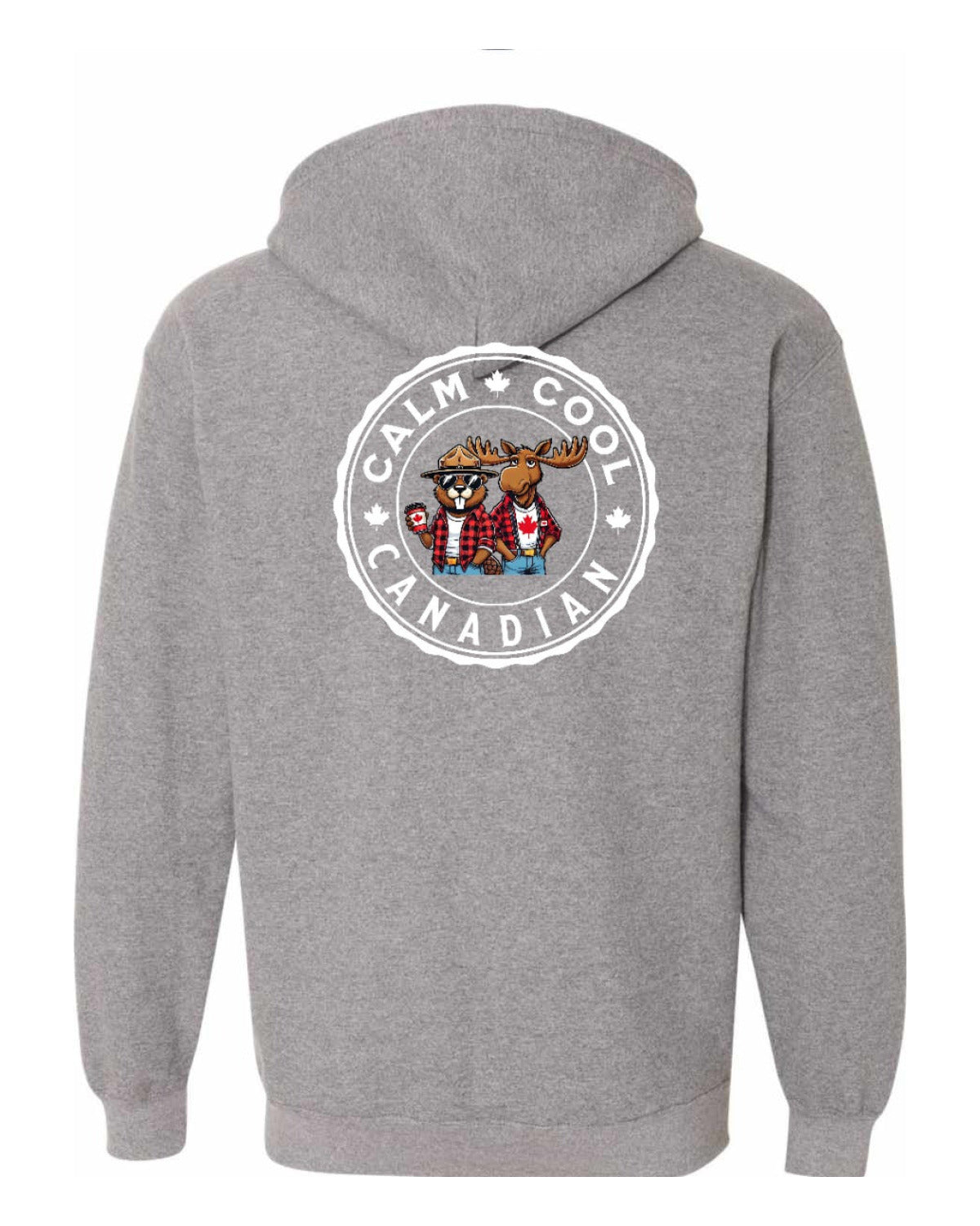 Calm Cool Moose and Beaver Left Chest and Back Zip Hoodie - Unisex