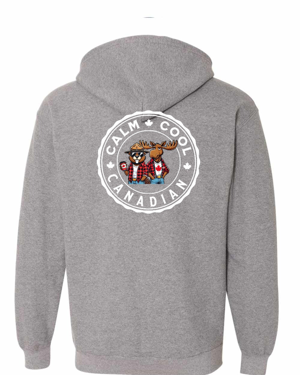 Calm Cool Moose and Beaver Left Chest and Back Zip Hoodie - Gildan Canada (sewn Internationally)