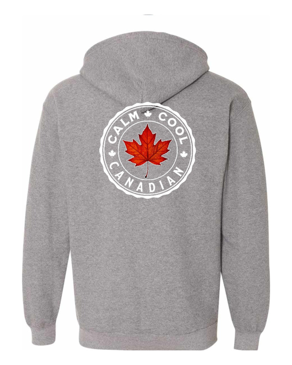 Calm Cool Canadian Leaf Left Chest and Back  XL Graphite Heather Zip Hoodie - Unisex