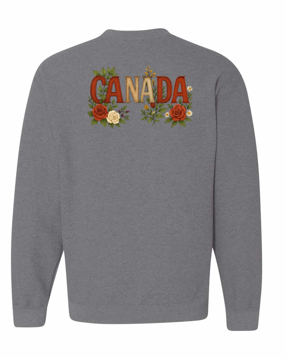 Canada Flowers Left Chest and Back Crewneck - Gildan Canada (sewn Internationally)