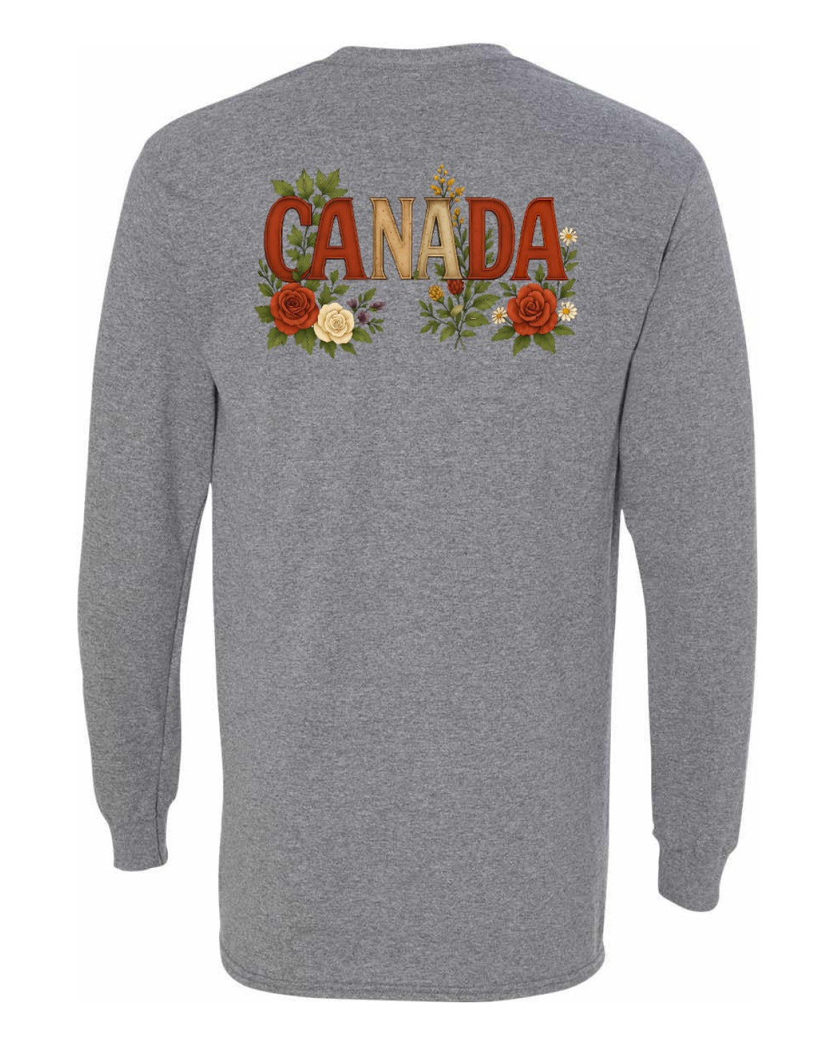 Canada Flowers Left Chest and Back Long Sleeve - Unisex