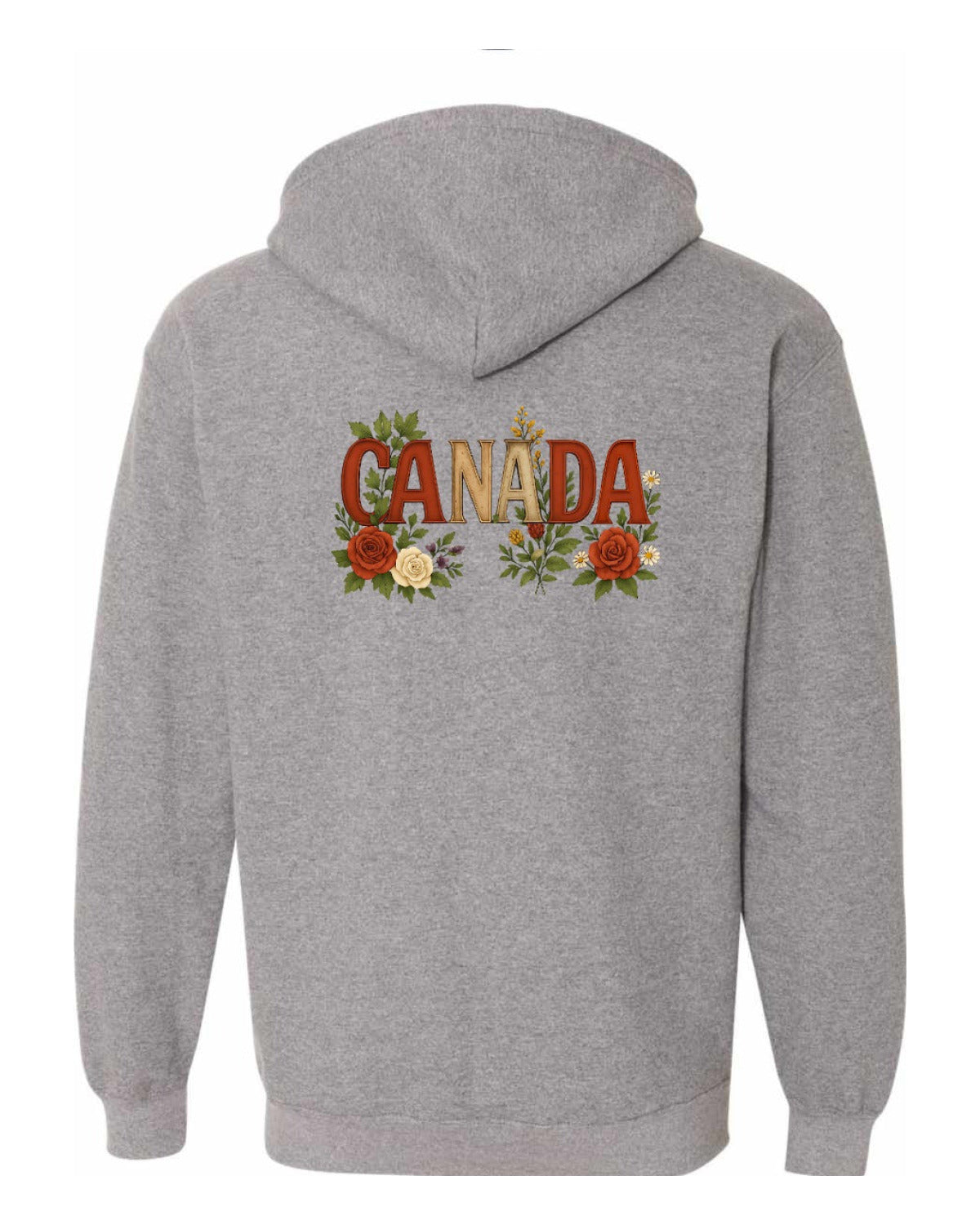 Canada Flowers Left Chest and Back Zip Hoodie - Unisex