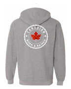 Canadian Born & Rasied Left Chest and Back Zip Hoodie - Unisex