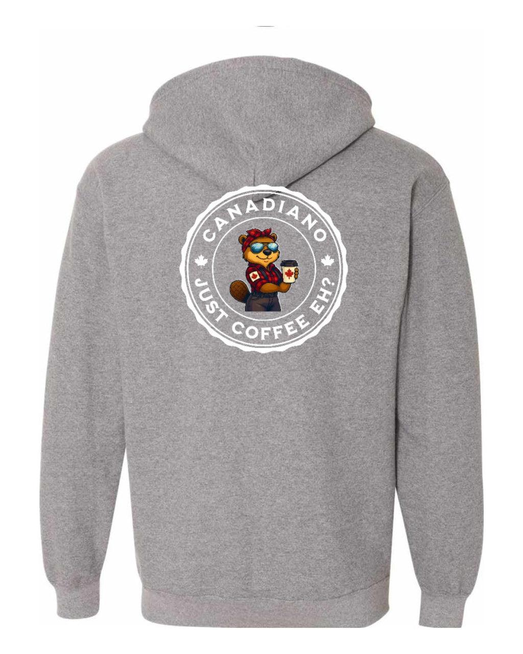 Canadiano just Coffee EH! Rosie Sunglasses Left Chest and Back Zip Hoodie - Unisex
