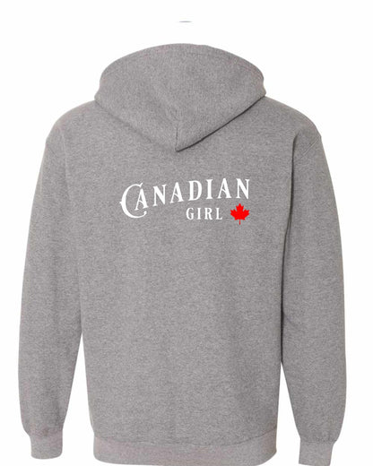 Canadian Girl  Leaf Left Chest and Back Zip Hoodie - Gildan Canada (sewn Internationally)