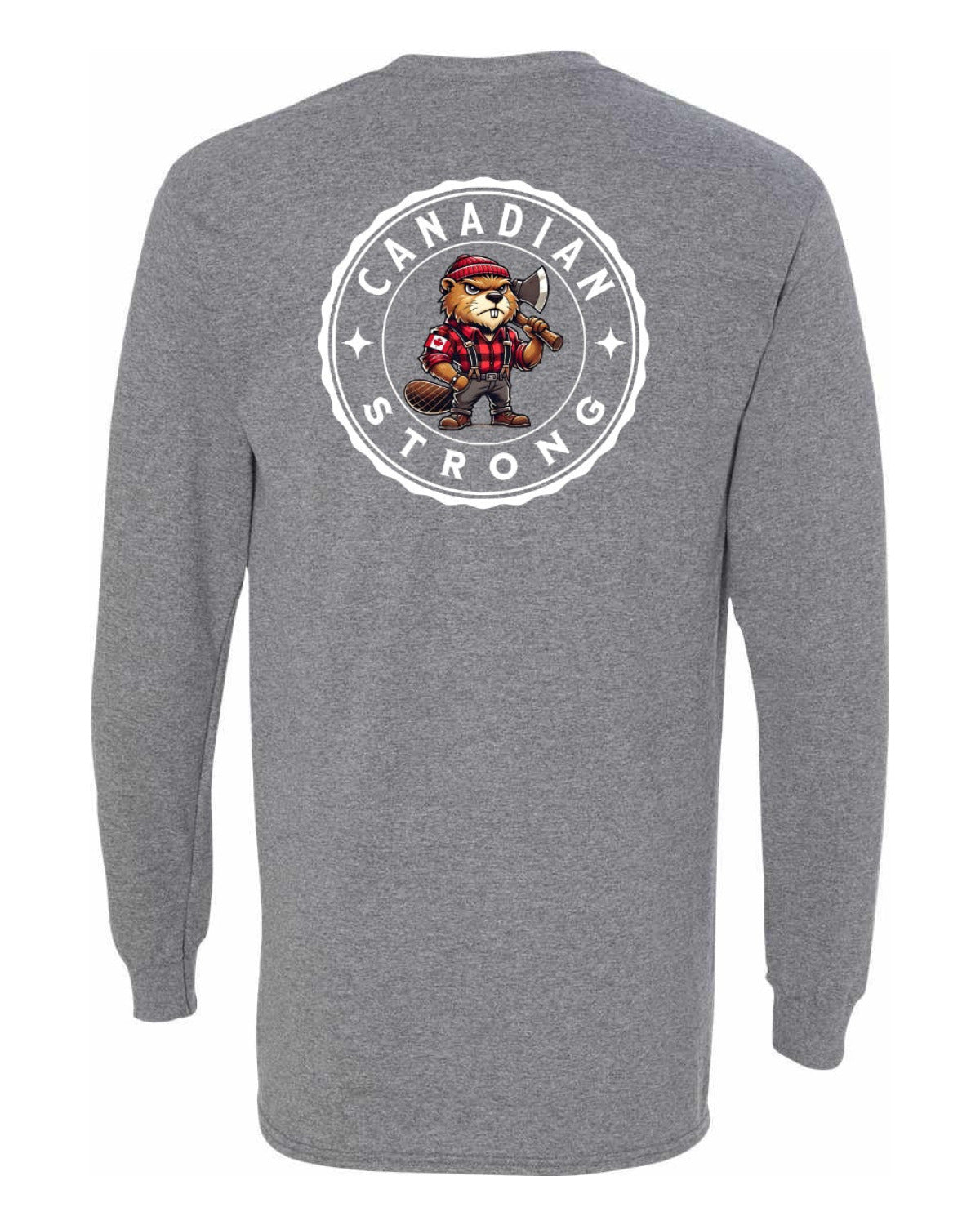 Canadian Strong Beaver Left Chest and Back Long Sleeve - Unisex