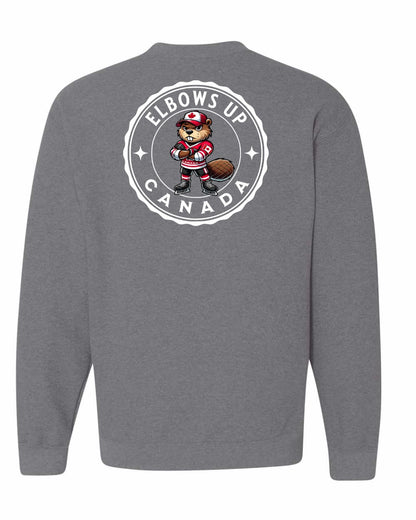 Elbows up Beaver Left Chest and Back Crewneck - Gildan Canada (sewn Internationally)