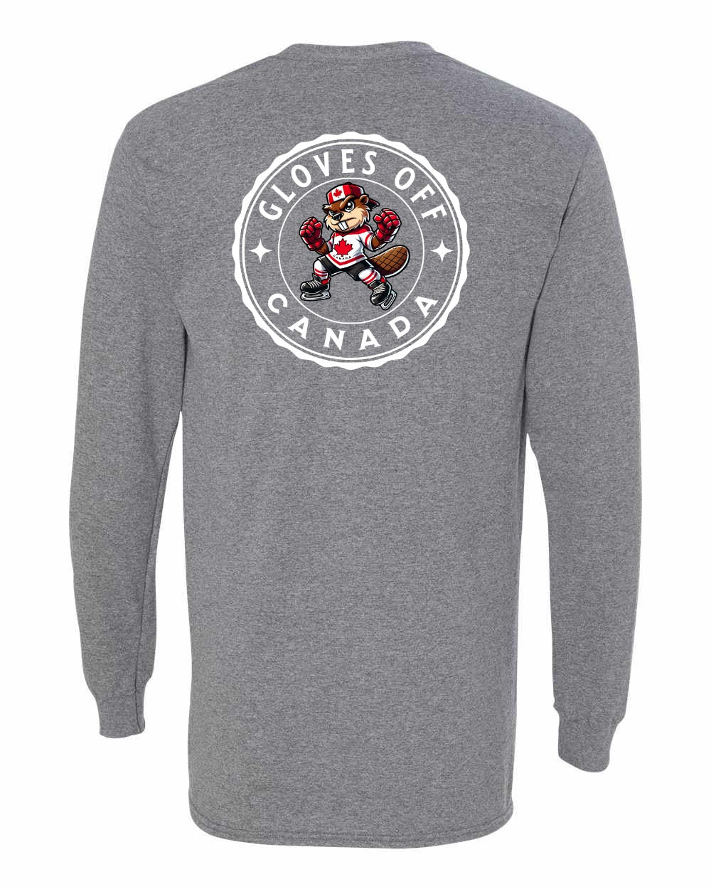 Gloves Off Beaver Left Chest and Back Long Sleeve - Gildan Canada (sewn Internationally)