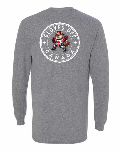 Gloves Off Beaver Left Chest and Back Long Sleeve - Gildan Canada (sewn Internationally)