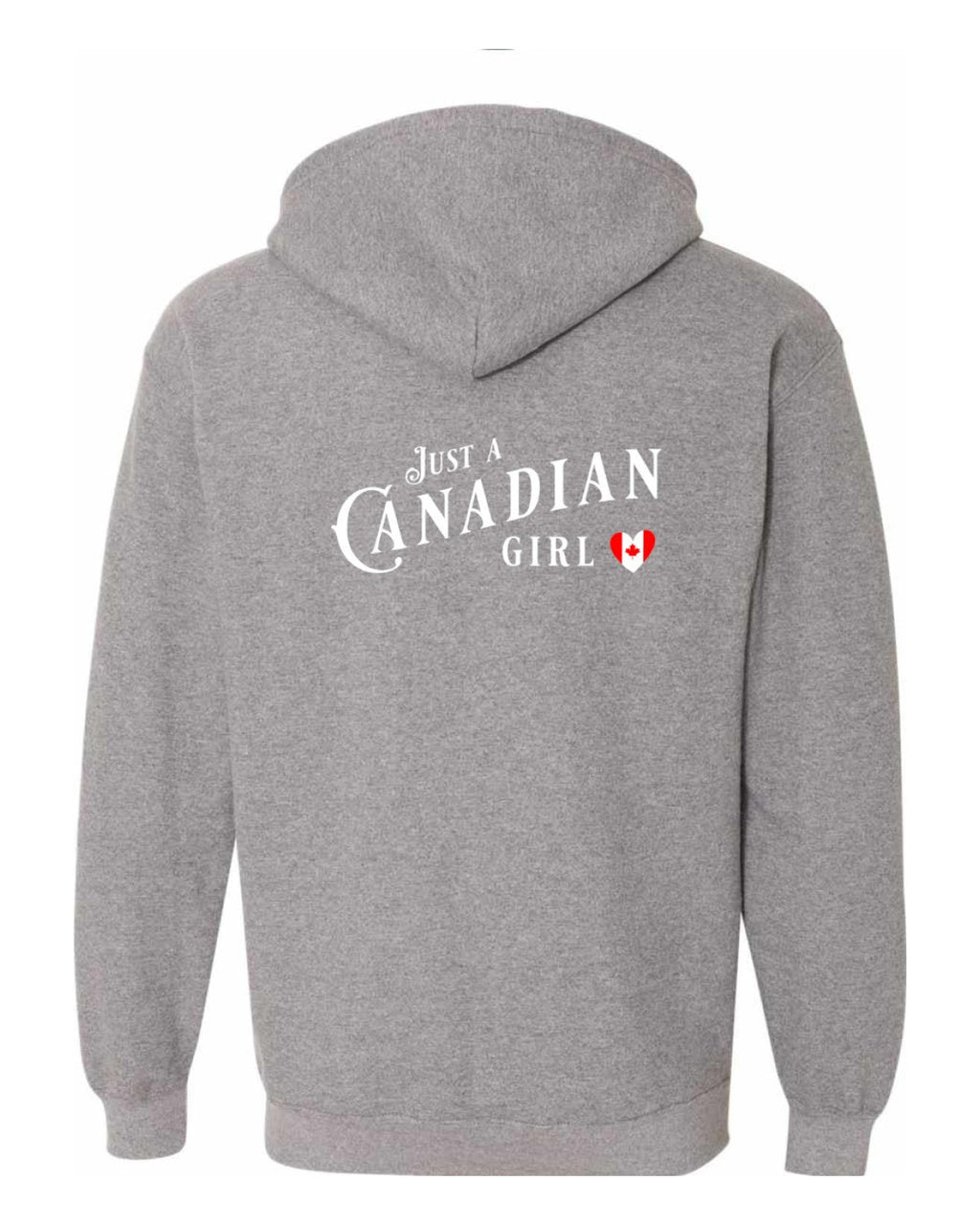 Just A Canadian Girl (Heart Flag) Left Chest and back Zip Hoodie - Unisex