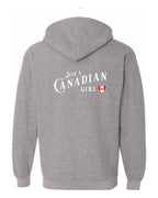 Just A Canadian Girl (Heart Flag) Left Chest and back Zip Hoodie - Unisex
