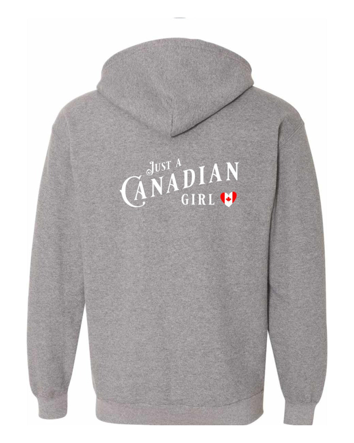 Just A Canadian Girl (Heart Flag) Left Chest and back Zip Hoodie - Unisex
