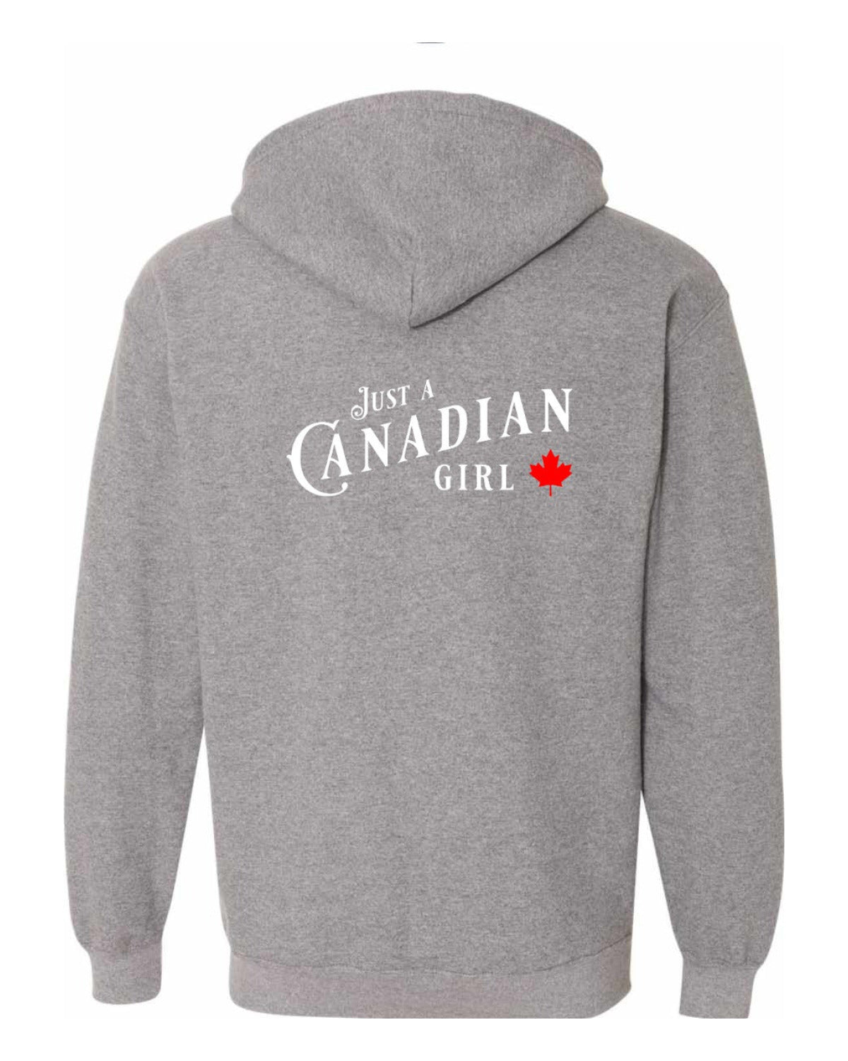 Just a canadian Girl Leaf Left Chest and Back Zip Hoodie - Unisex