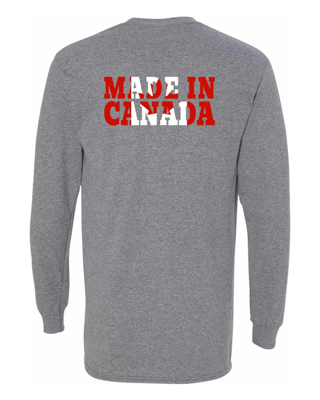 Made in Canada Flag Background Left Chest and Back Long Sleeve - Unisex