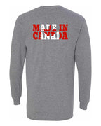 Made in Canada Flag Background Left Chest and Back Long Sleeve - Unisex