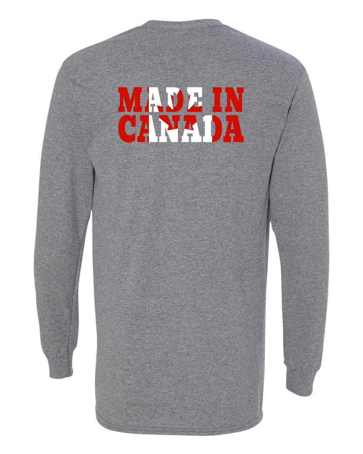 Made in Canada Flag Background Left Chest and Back Long Sleeve - Unisex