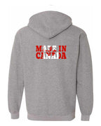 Made in Canada Flag Background Left Chest and Back Zip Hoodie - Unisex