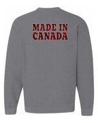 Made in Canada Plaid Background Left Chest and Back Crewneck - Unisex