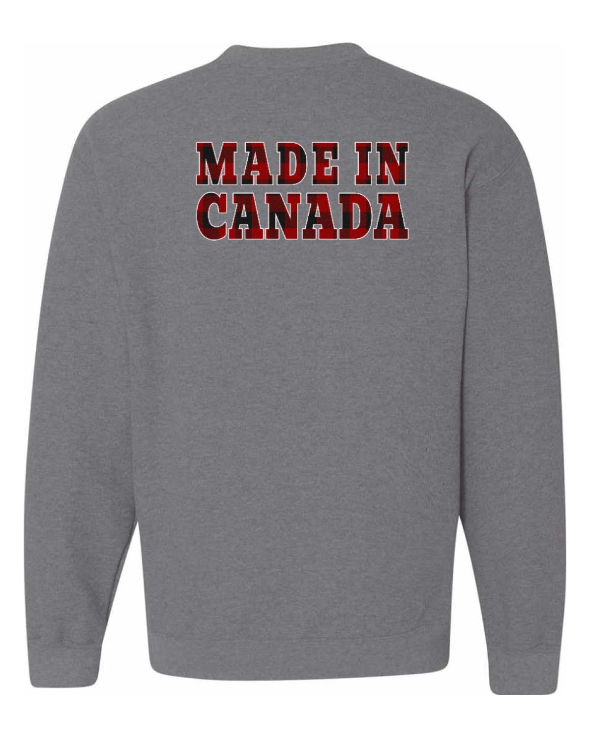 Made in Canada Plaid Background Left Chest and Back Crewneck - Unisex