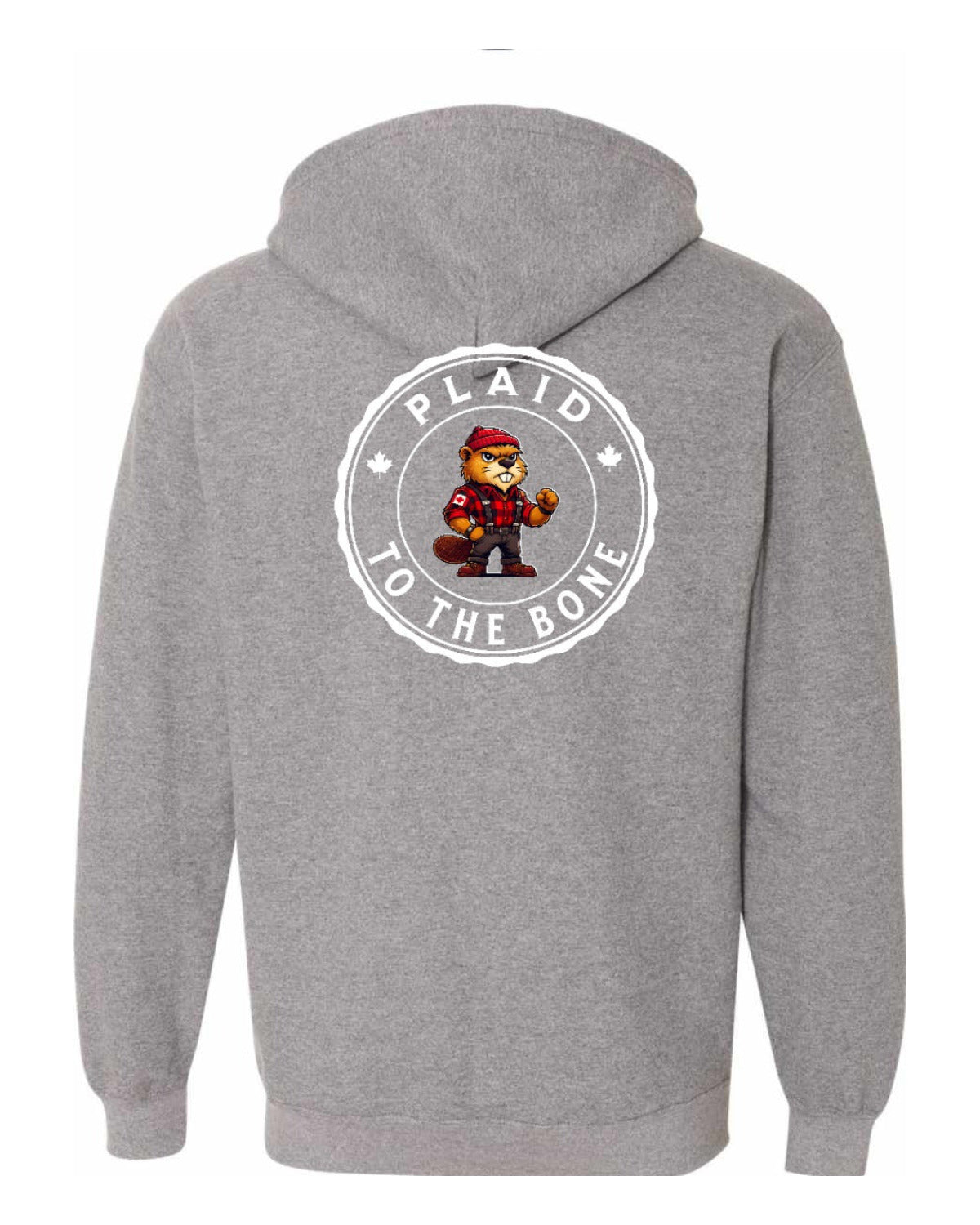 Plaid to the Bone Beaver Left Chest and Back Zip Hoodie - Unisex