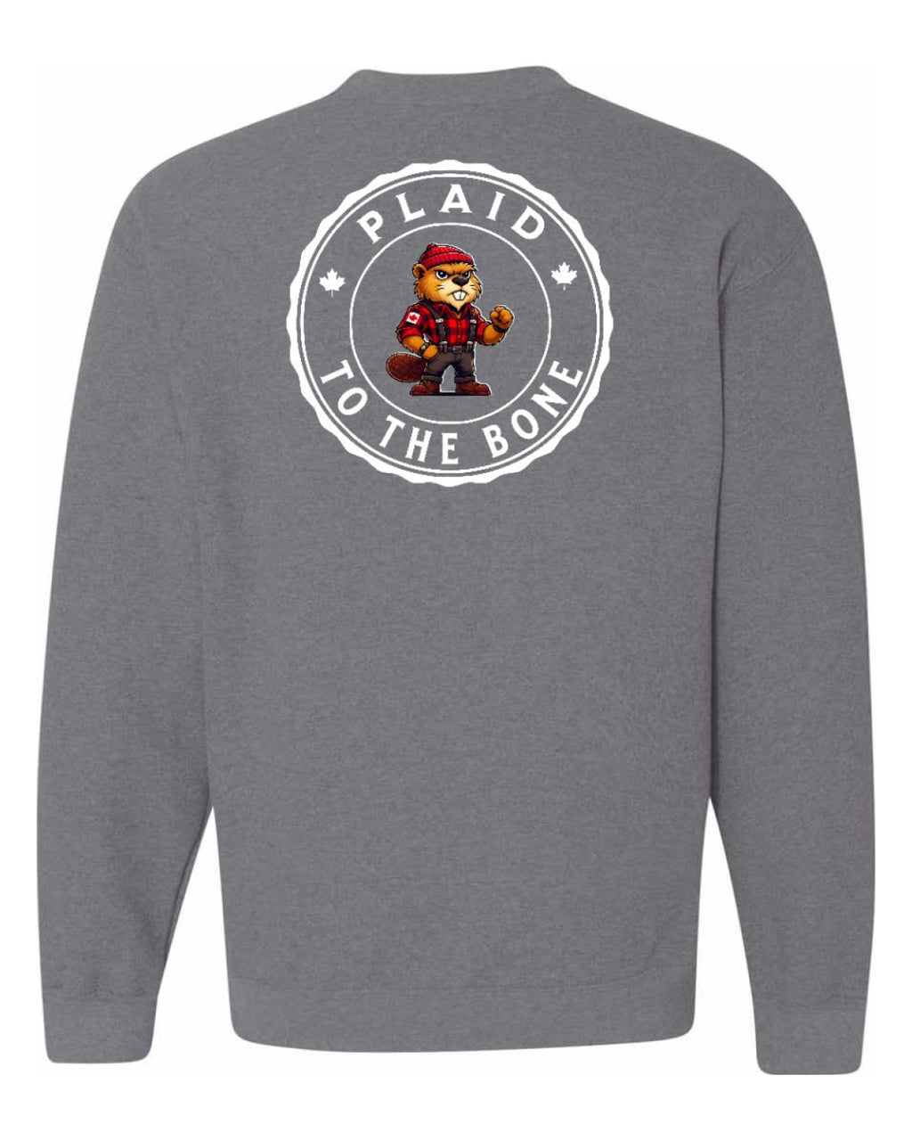 Plaid to the Bone Beaver Left Chest and Back Crewneck - Unisex