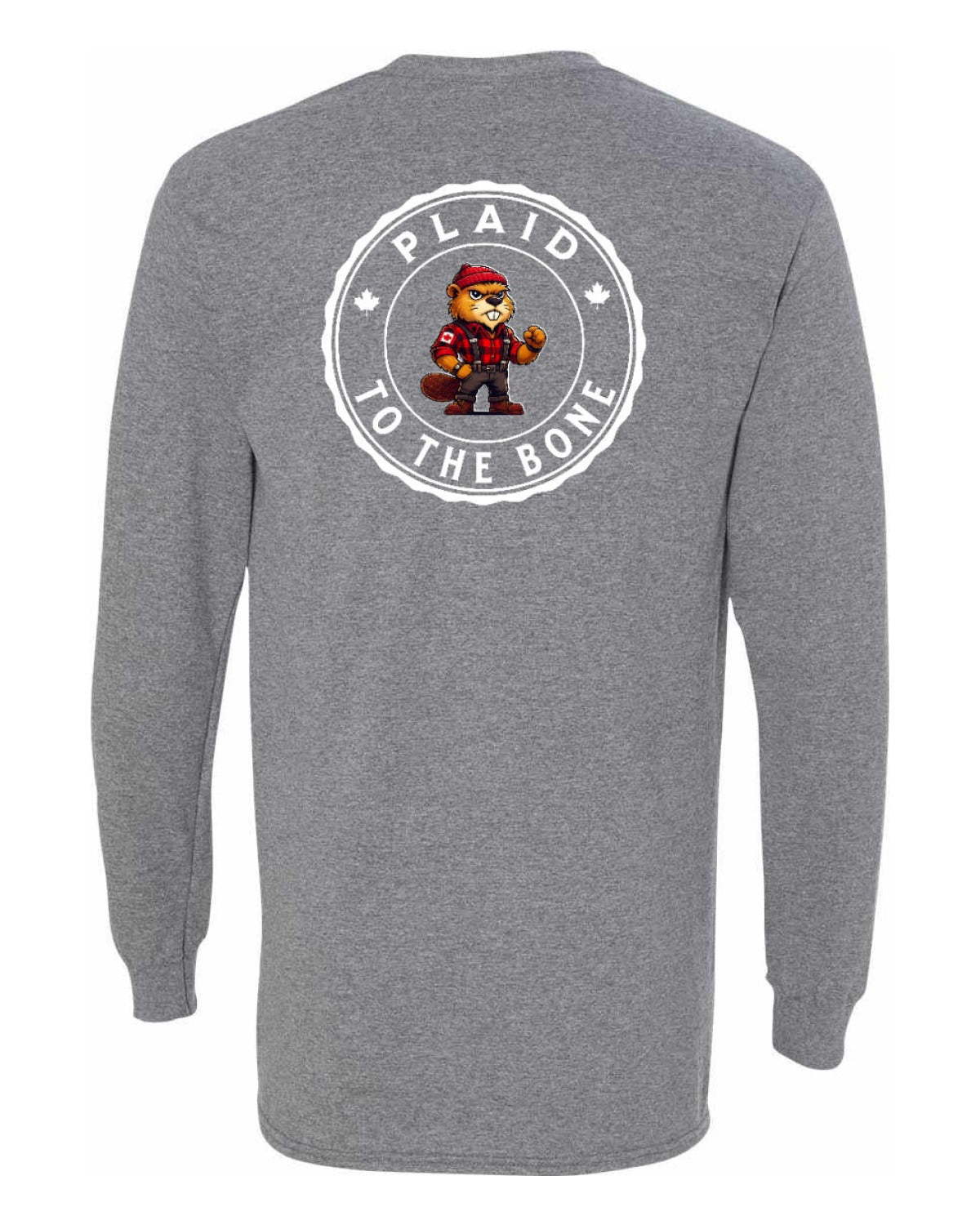 Plaid to the Bone Beaver Left Chest and Back Long Sleeve - Unisex
