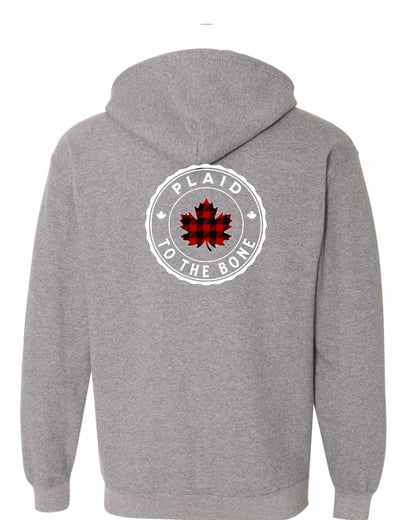 Plaid to the Bone Circle Leaf Left Chest and Back Zip Hoodie - Gildan Canada (sewn Internationally)