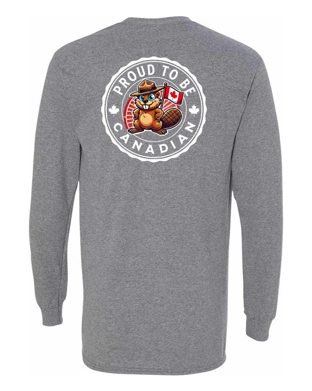 Proud to be Canadian Beaver Left Chest and Back Long Sleeve - Unisex