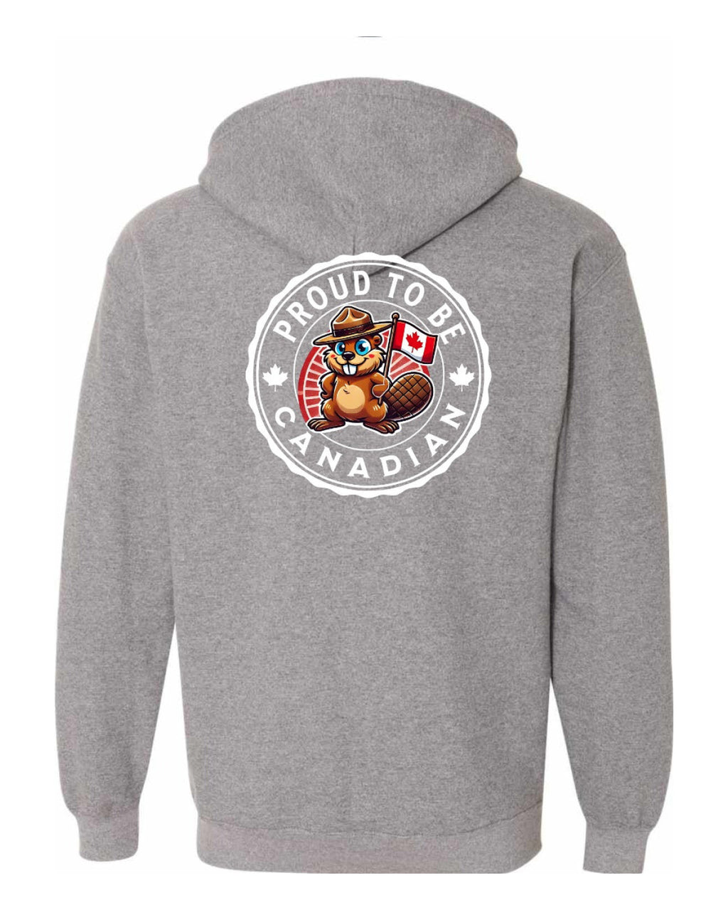 Proud to be Canadian Beaver Left Chest and Back Zip Hoodie - Unisex