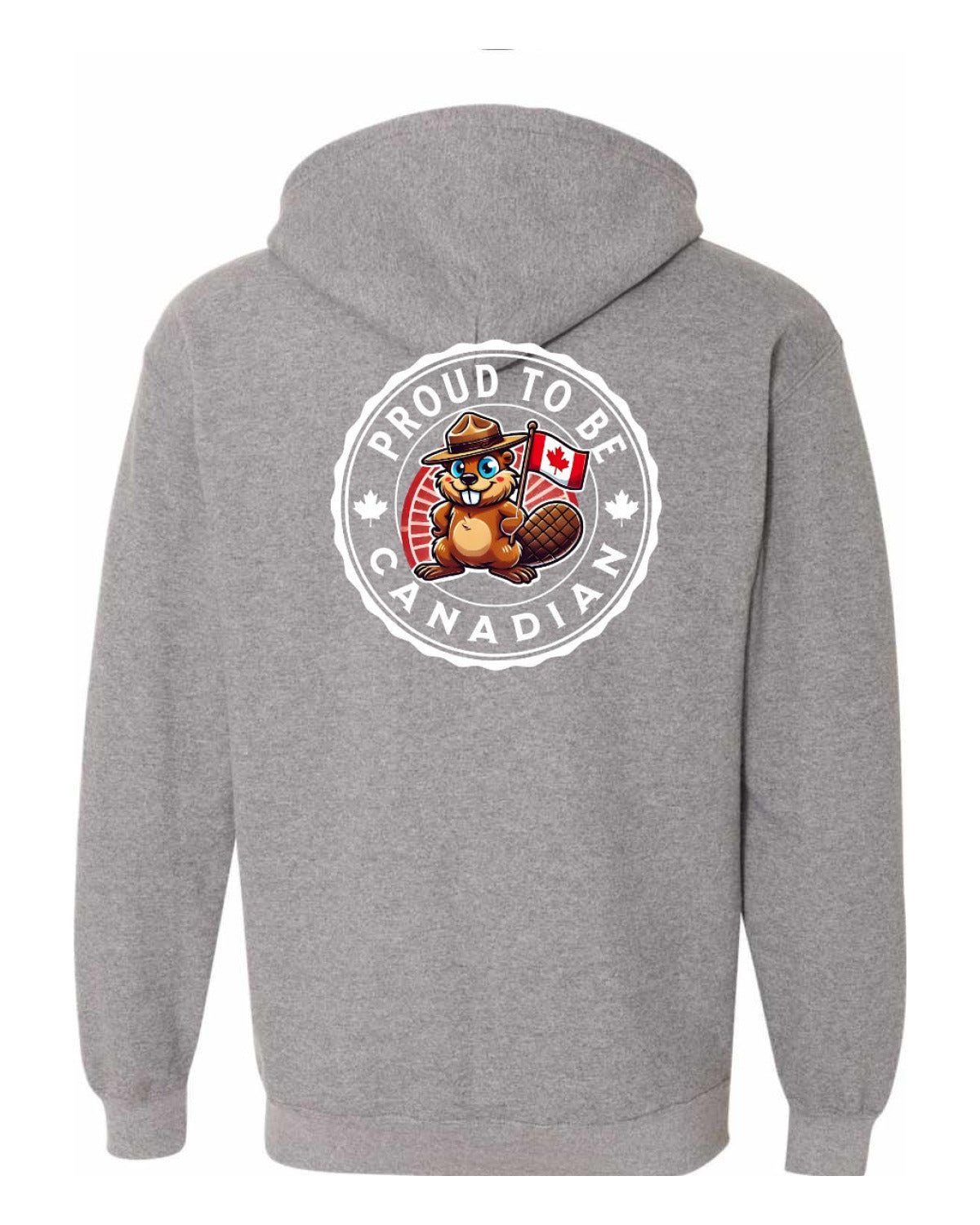 Proud to be Canadian Beaver Left Chest and Back Zip Hoodie - Unisex