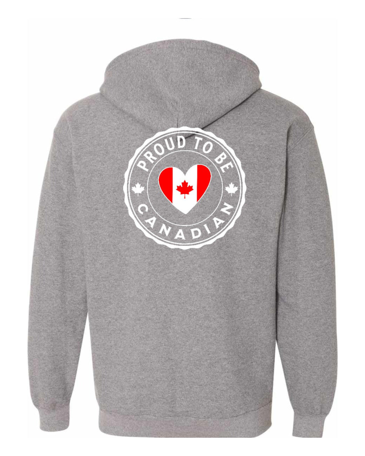 Proud to be Canadian Heart Flag Left Chest and Back Zip Hoodie - Unisex